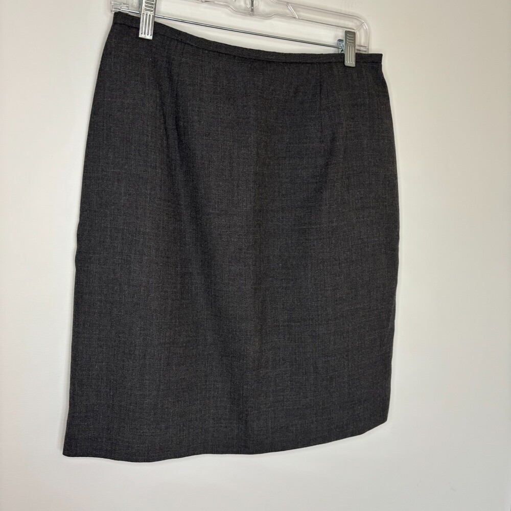 CHELSEA CAMPBELL 100% Wool Pencil Skirt Womens 12 Gray Knee Length Back Vent